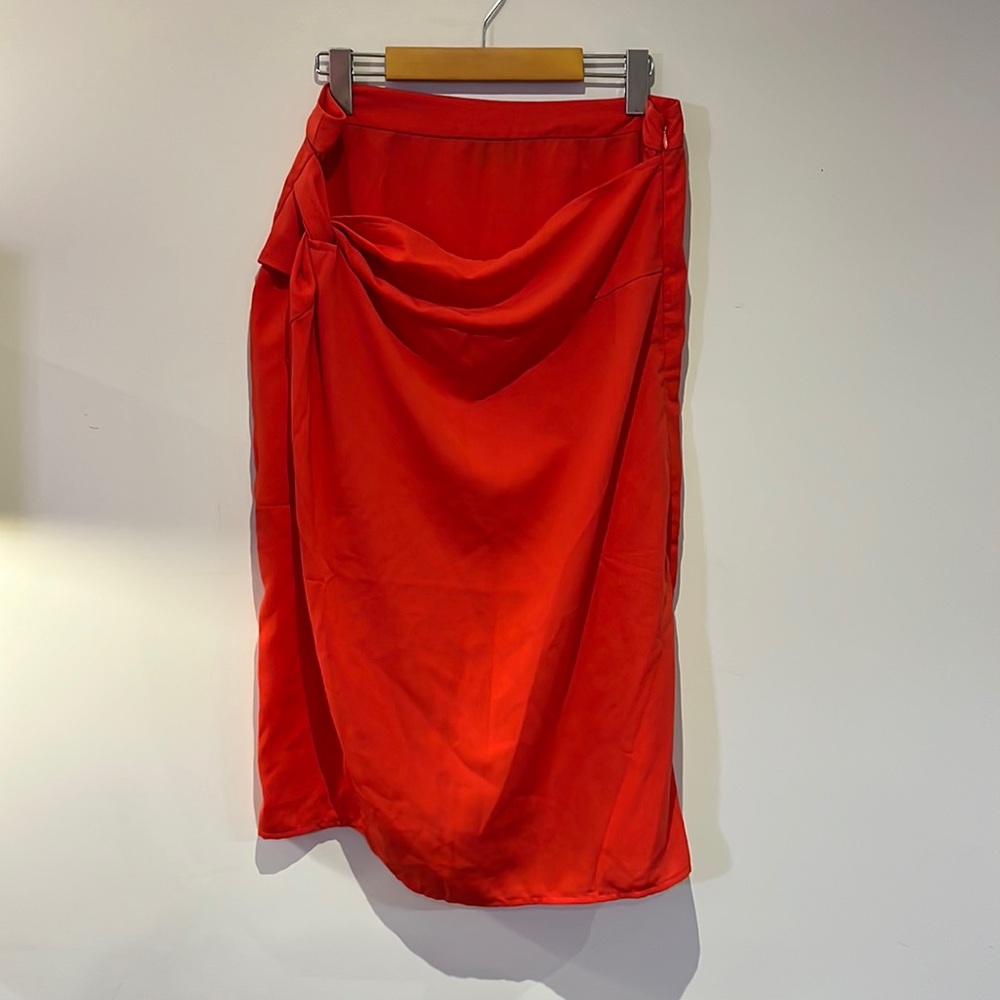 Orange-Red Noisy May skirt with knot detail L